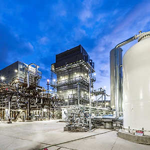 Image of a renewable diesel facility at night